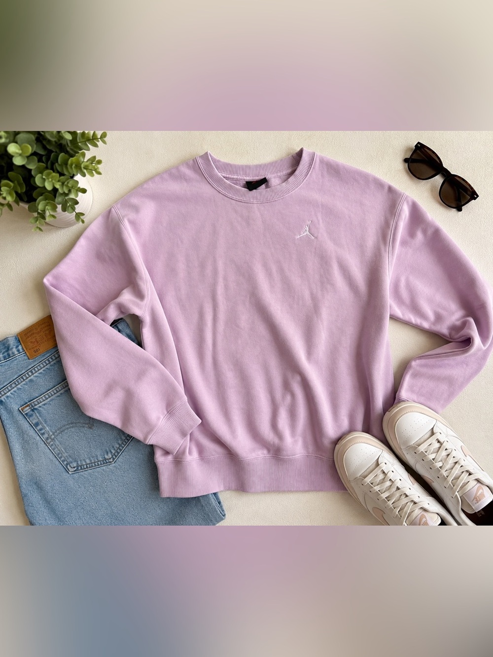 Jordan Essentials Fleece Crewneck Sweatshirt Pink/Lilac Women’s Size M